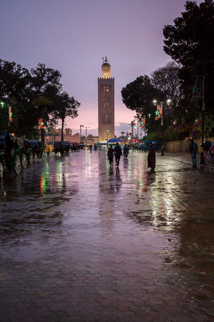 Best time to visit Marrakech - Photo of Koutoubia alley on a rainy day